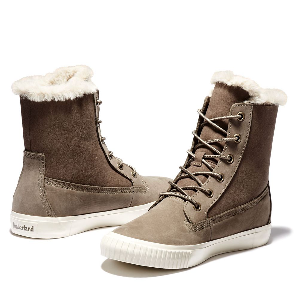 Botas de Nieve Timberland Mujer Skyla Bay Fleece Fold-Down Verde Oliva - Chile NAL-178325